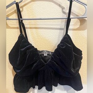 Blue blush velvet crop top